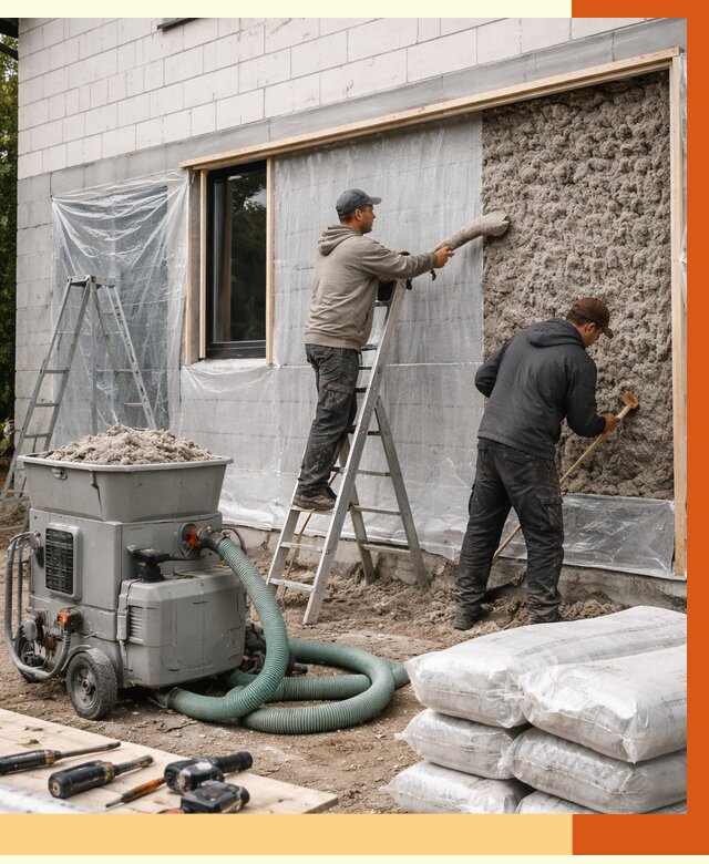 Утепление дома из газобетона эковатой в Выборге от 4599 руб./м2 | ТепломастерВбр