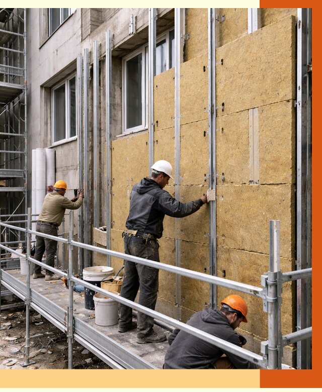 Утепление вентилируемого фасада в Выборге от 5724 руб/м2 — монтаж и утепление вентфасад | ТепломастерВбр